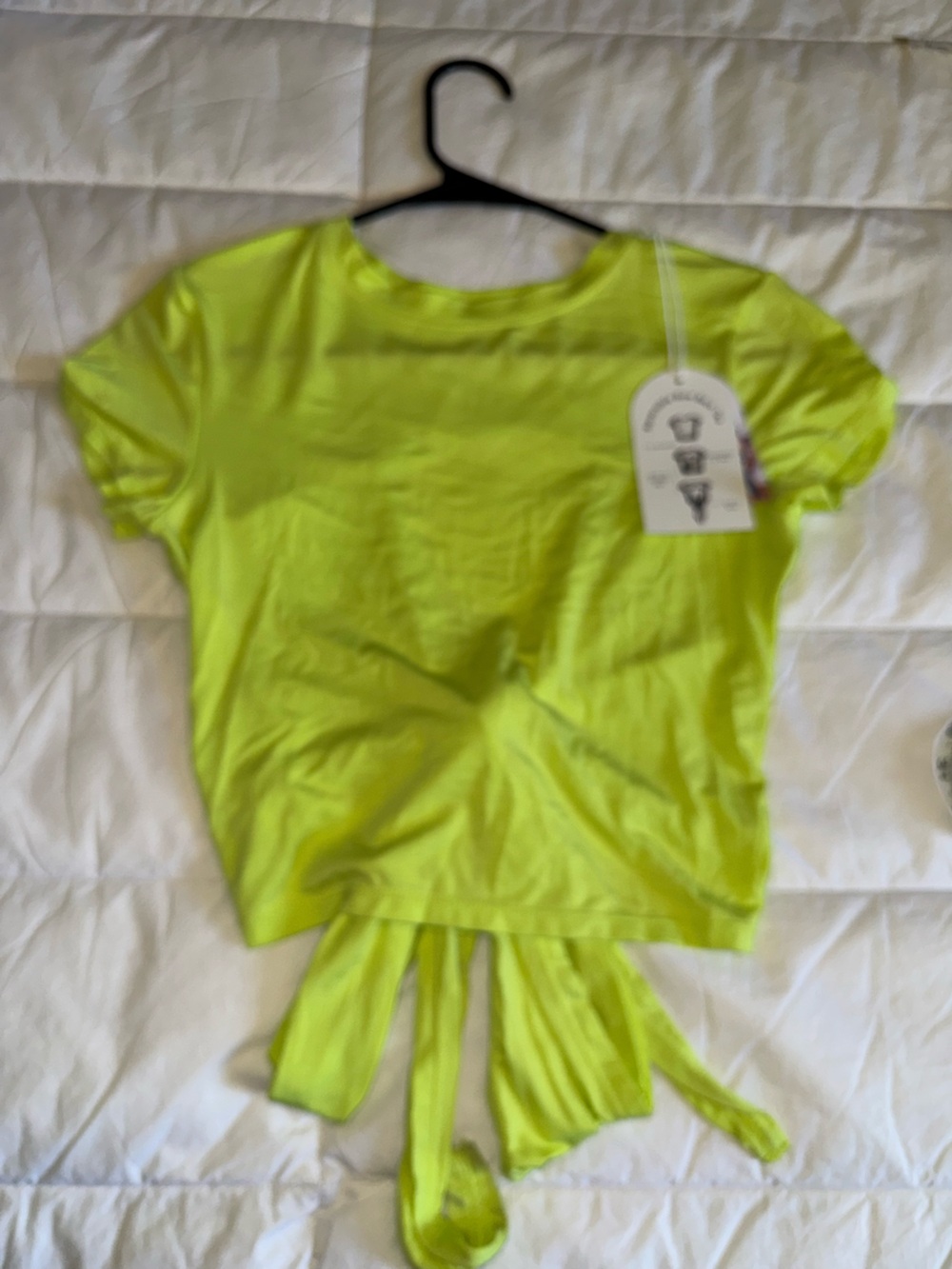Neon Lime Tie-Back Crop Top - Women
